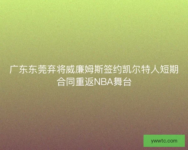广东东莞弃将威廉姆斯签约凯尔特人短期合同重返NBA舞台