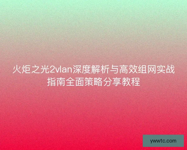 火炬之光2vlan深度解析与高效组网实战指南全面策略分享教程