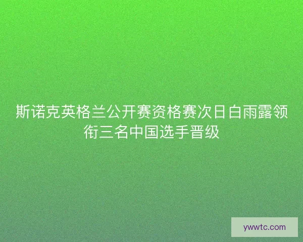 斯诺克英格兰公开赛资格赛次日白雨露领衔三名中国选手晋级 斯诺克英格兰公开赛资格赛次日白雨露领衔三名中国选手晋级
